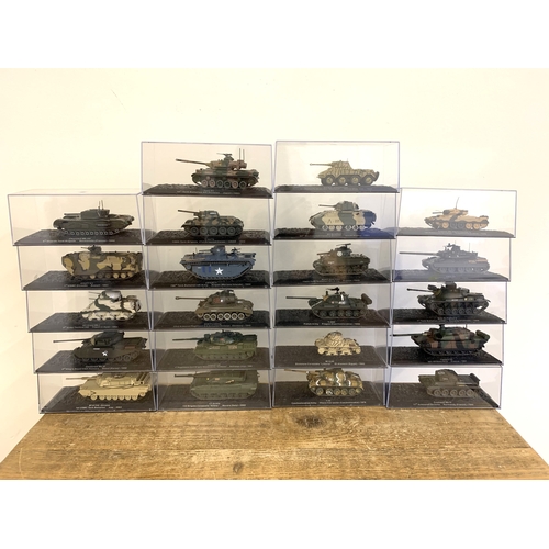 203 - Twenty two Deagostini 1:72 scale model tanks, all in original cases