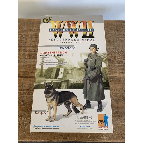 222 - A boxed Dragon action figure 2000 No.70037 WW2 Eastern Front 1943 Feldgendarm with Dog 'Gustav and K... 