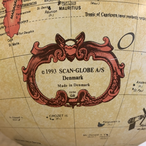 224 - A 1993 'Scan Globe A/S Denmark' illuminated world globe, stands approx. 17