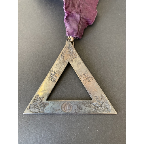 239 - A vintage hallmarked silver Royal Arch of the Ancient Order of the Druids Masonic triangle neck badg... 