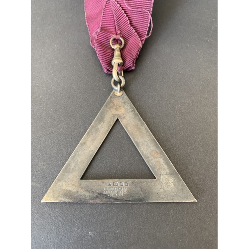 240 - A vintage hallmarked silver Royal Arch of the Ancient Order of the Druids Masonic triangle neck badg... 