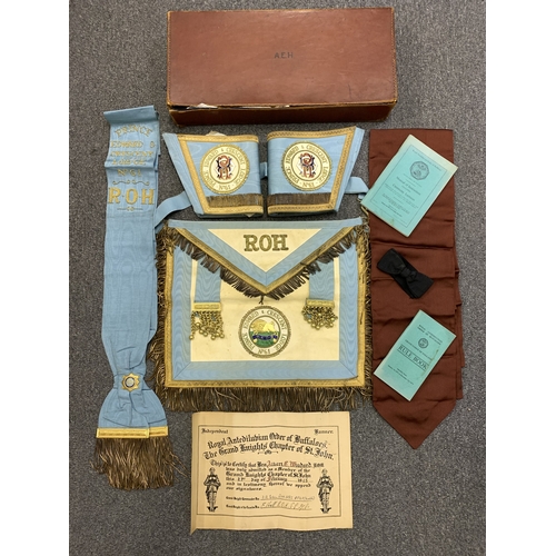 247 - A selection of vintage Buffaloes regalia including apron, sash and cuff etc for the No.61 Prince Edw... 