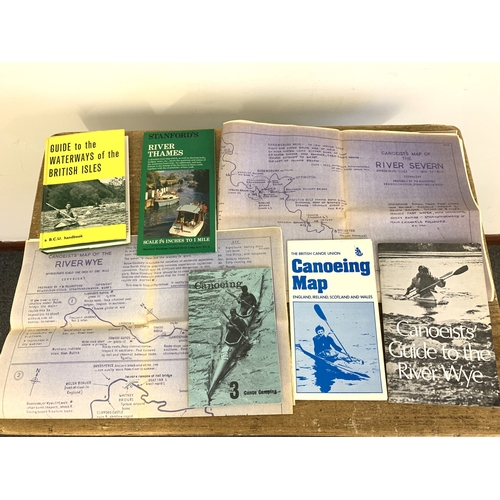 252 - A selection of vintage maps and booklets related to canoeing on rivers plus a book 'Guide to the Wat... 