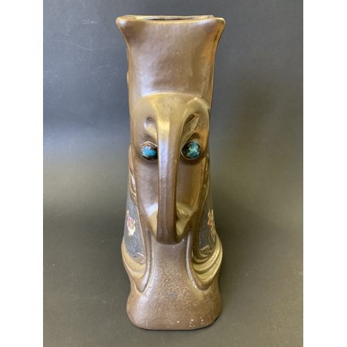 262 - A vintage Bretby Art Nouveau vase with applied Ruskin style roundels, approx. 10 3/4