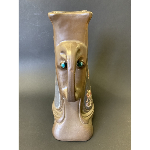 262 - A vintage Bretby Art Nouveau vase with applied Ruskin style roundels, approx. 10 3/4