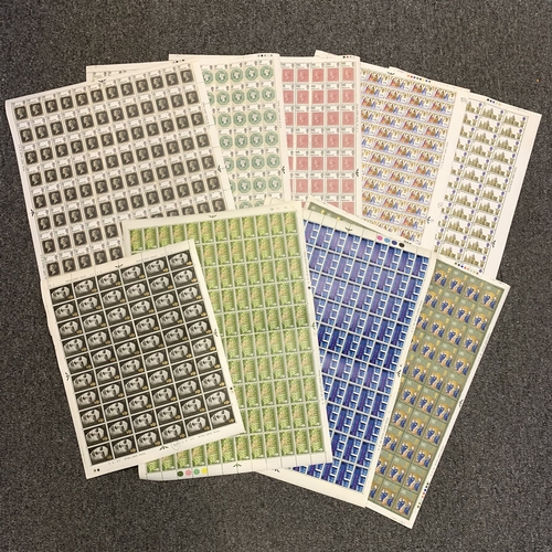 291 - Eight full sheets of 120 stamps, all pre-decimal circa 1969/70, values include 5d Commonwealth Games... 