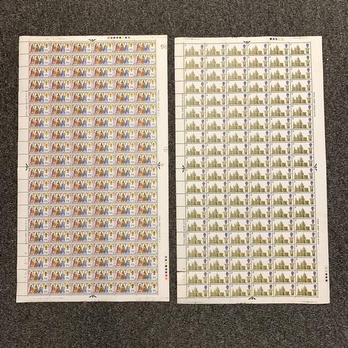 291 - Eight full sheets of 120 stamps, all pre-decimal circa 1969/70, values include 5d Commonwealth Games... 