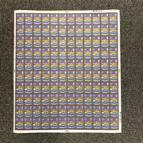 292 - Five full sheets of 120 stamps, all pre-decimal circa 1969/70, values include 5d National Grid, 5d D... 