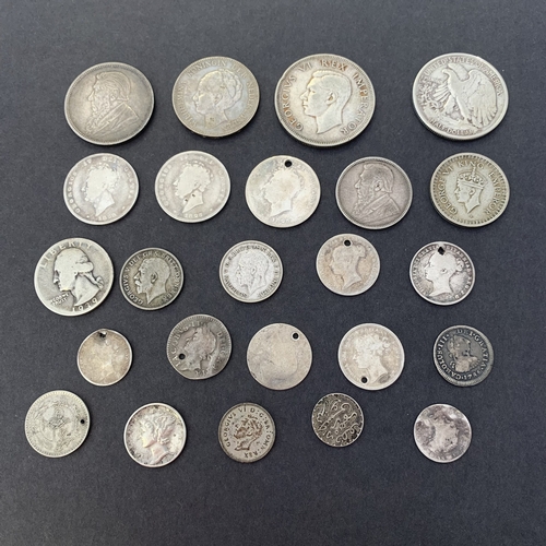 316 - A mixed lot of silver British and foreign coins, total weight approx. 110g