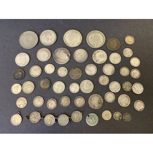 322 - A selection of mixed UK and world silver coinage, combined weight approx. 150g