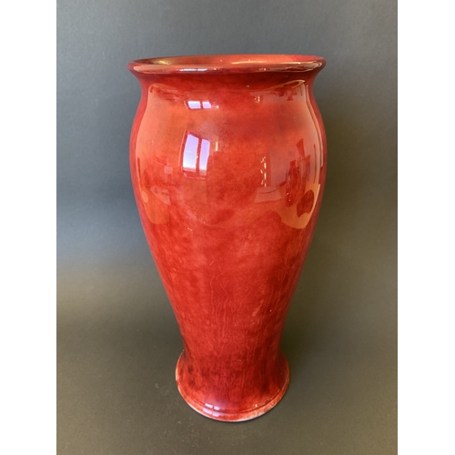 33 - An unusual Walter Moorcroft red lustre vase, blue signature to base, no obvious pattern on body, 10 ... 