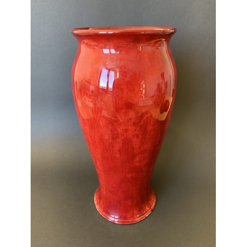 33 - An unusual Walter Moorcroft red lustre vase, blue signature to base, no obvious pattern on body, 10 ... 