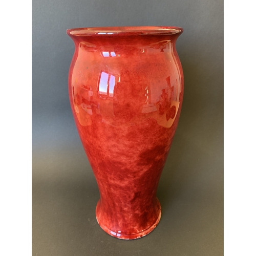 33 - An unusual Walter Moorcroft red lustre vase, blue signature to base, no obvious pattern on body, 10 ... 