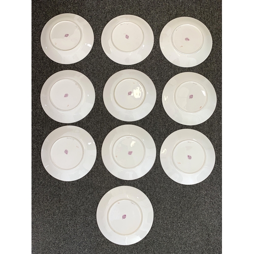 336 - Ten early 20th Century Royal Worcester hand painted porcelain plates each signed E Barker, approx. 9... 