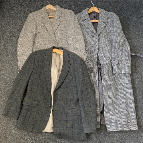 352 - A Next herringbone coat, size 38, a Marks & Spencer Harris Tweed wool coat, size 42