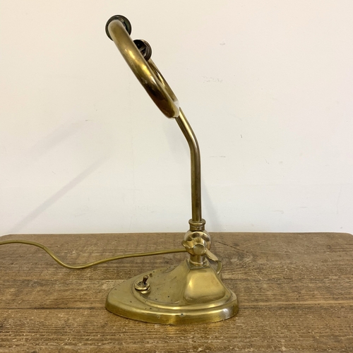 42 - A vintage brass free standing bankers desk lamp, 13