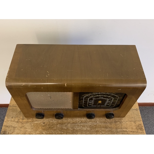 54 - A vintage wooden cased Ambassador Type 548 value transistor radio, approx. 19