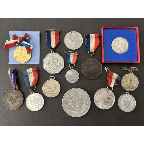 130 - George V Coronation and Jubilee medals and medallions including an official silver example boxed