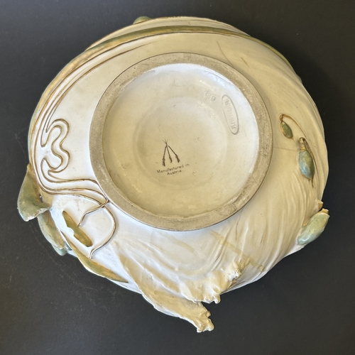 158 - An Art Nouveau period Austrian ceramic figural dish in the manner of Royal Dux, approx. 9