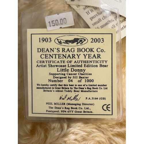 179 - A boxed Deans Rag Book Co Centenary mohair teddy bear 'Little Donny' with jointed limbs, limited edi... 