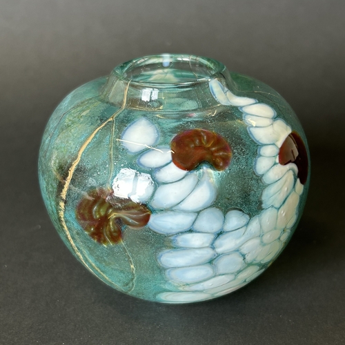 195 - Siddy Langley, a small Art Glass vase with floral decoration, engraved to base 'Siddy Langley 1995',... 