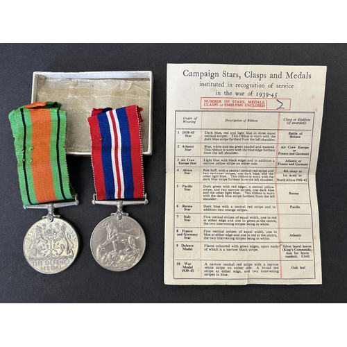 202 - WW2 medal pair, 1939/45 War medal and Defence medal, in box of issue