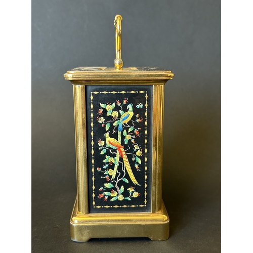 233 - A Halcyon Days enamel carriage clock, approx. 5 1/2