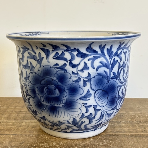 264 - A blue and white jardiniere, 10 3/4