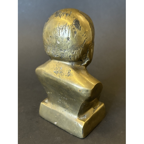 267 - A vintage solid brass bust of Winston Churchill, 5