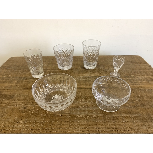 3 - A selection of mixed glassware including cake stands, dishes, drinking glasses etc