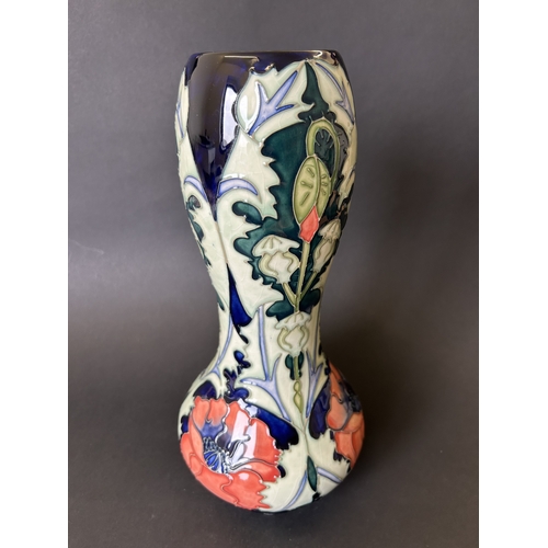 46 - A Moorcroft gourd shape vase in a poppy design by Rachel Bishop, circa 1990's, marked to base as a s... 