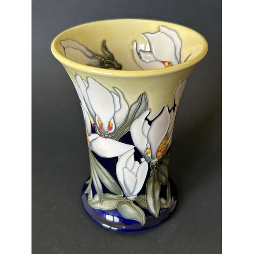 49 - A Moorcroft Trial vase in the 'Mississippi Magnolia' pattern, Kerry Goodwin, marked to base 'Trial 8... 