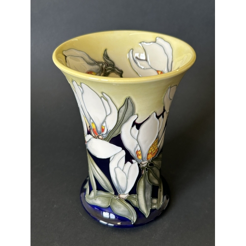 49 - A Moorcroft Trial vase in the 'Mississippi Magnolia' pattern, Kerry Goodwin, marked to base 'Trial 8... 