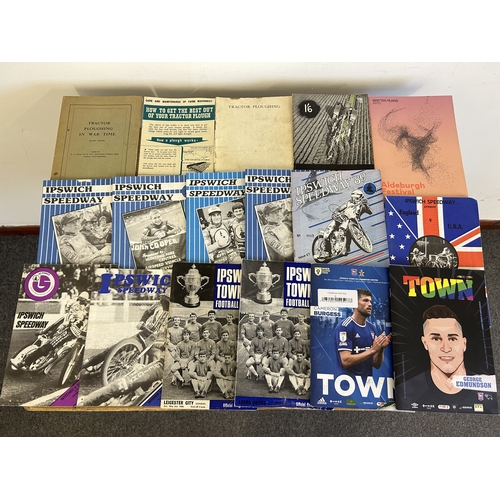 60 - Various vintage ephemera including football and speedway programmes, agricultural manuals, vintage g... 