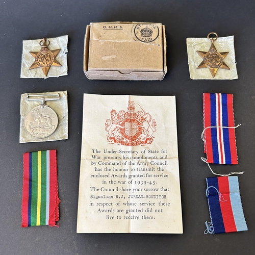 79 - A group of three WW2 medals in box of issue with medal slip