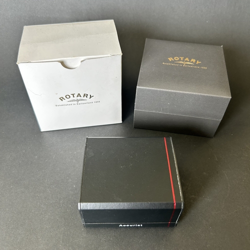 116 - A boxed Accurist wristwatch with stainless steel back and yellow metal bracelet plus a boxed Rotary ... 