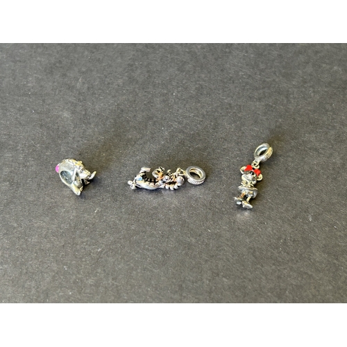 118 - Three small 925 sterling silver 'Chamilia' Disney charms, Minnie Mouse, Eeyore and Tigger