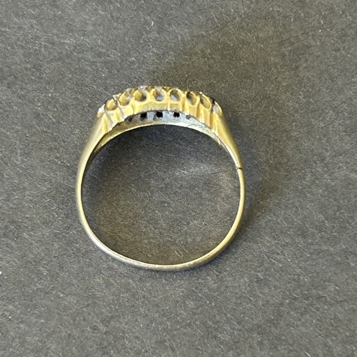 135 - An 18ct gold with sapphire and diamonds ring, engraving to inside of shank, approx. size L, weight a... 
