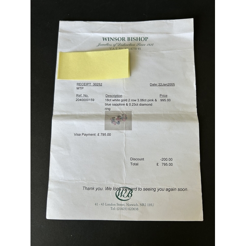 163 - A 750 (18ct) white gold ring with original paperwork from Winsor Bishop Norwich, details as follows:... 