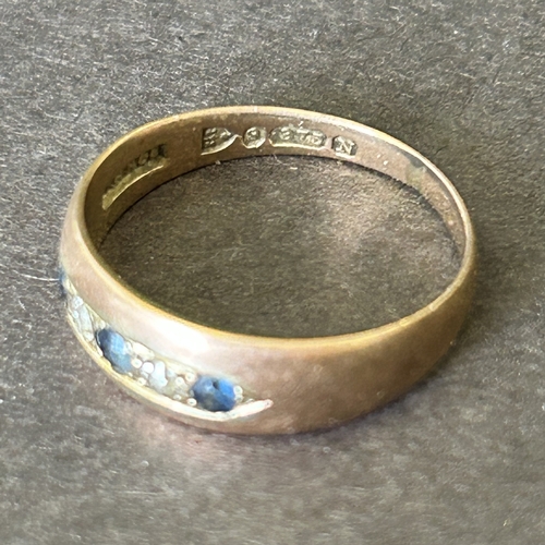 171 - A 9ct gold diamond and sapphire ring, approx. size N 1/2, weight approx. 2g