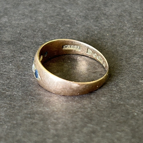 171 - A 9ct gold diamond and sapphire ring, approx. size N 1/2, weight approx. 2g