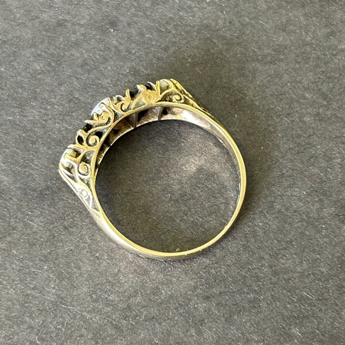 172 - A 9ct gold opal and dark stone ring, approx. size T, weight approx. 3.5g