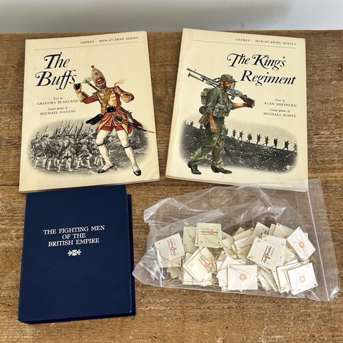 378 - Franklin Mint The Fighting Men of the British Empire cards, Del Prado soldier tags and two Ospreys M... 