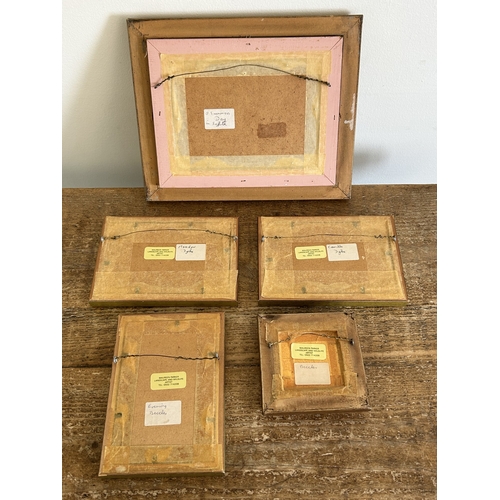 393 - Five various sized works by local artist, Maureen Parker including a framed oil on canvas 'A Summers... 