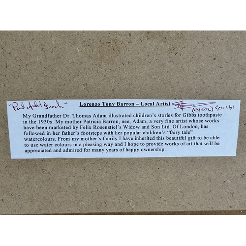 394 - Lorenzo Tony Barrow, framed and glazed watercolour 'Pakefield Beach', 7 1/2