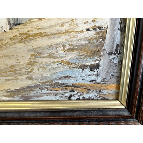 397 - A pair of vintage oils on canvas of possibly Spanish town scenes, both bear signature lower right, p... 