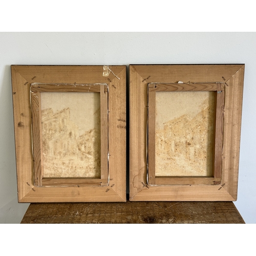 397 - A pair of vintage oils on canvas of possibly Spanish town scenes, both bear signature lower right, p... 