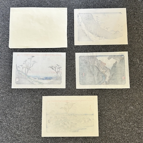 410 - Five antique Japanese woodblock prints believed to be by Utagawa Hiroshige (1797-1858), these appare... 