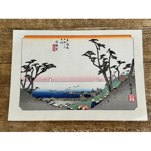 410 - Five antique Japanese woodblock prints believed to be by Utagawa Hiroshige (1797-1858), these appare... 