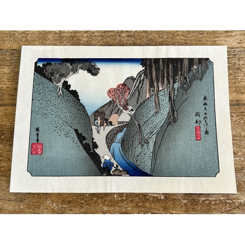 410 - Five antique Japanese woodblock prints believed to be by Utagawa Hiroshige (1797-1858), these appare... 